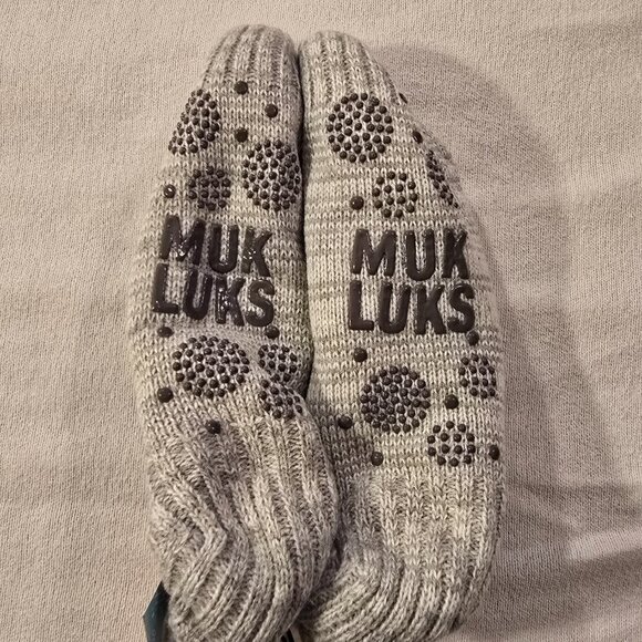 Muk Luks L / XL NEW Shortie Cabin Slipper Chenille Plush Lined Cabin Women Socks - Picture 3 of 7